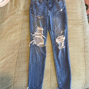 American Eagle Outfitters Ripped Blue Skinny Jeans